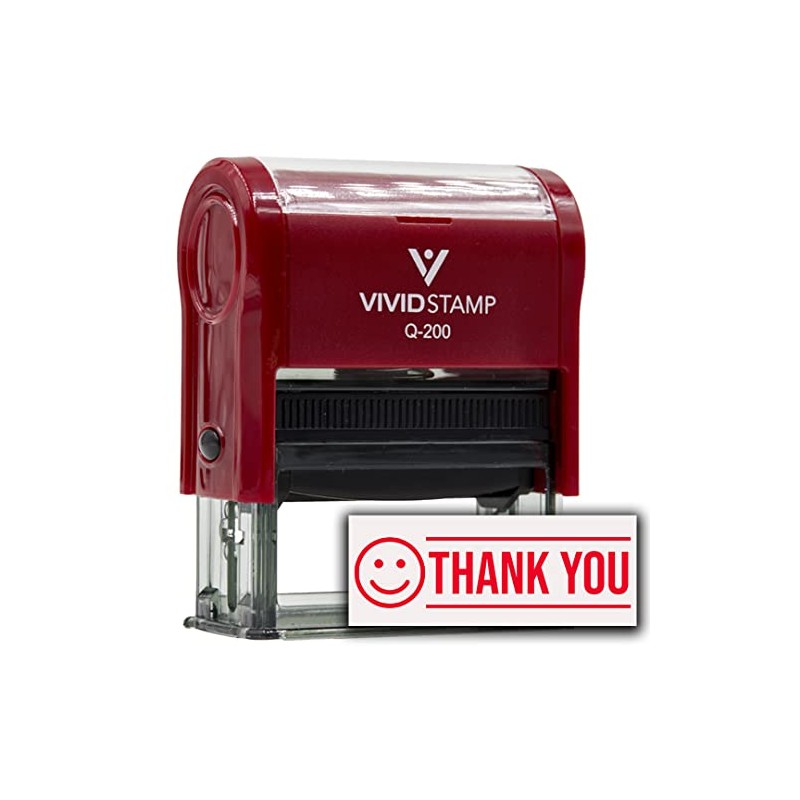 Thank You (Smiley Face) Self Inking Rubber Stamp (Red Ink)