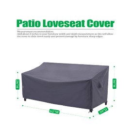 F&J Outdoors Patio Loveseat Cover, Heavy Duty Waterproof UV Resistant 2-Seater Cover, 62Wx39Dx36H in