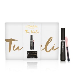 L'Oréal Paris, Pochette Regalo con Mascara Extra-Nero Incurvante e Mini-Matita Occhi, Per Look Definiti e Ciglia Più Lunghe, Con Esclusivo Beauty Case Piumino