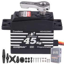 HobbyPark Waterproof 45kg High Torque Servo Coreless Motor 8.4V HV Servo Metal Gear Digital Servo Stainless Steel Gear for RC Crawler RC Car RC Truck Buggy Control Angle 180° Programmable