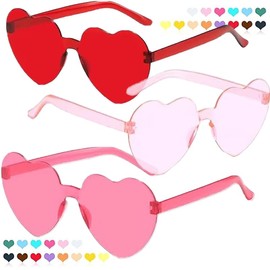 12 Pairs Heart Shaped Sunglasses，Kids Rimless Heart Shaped Sunglasses Heart Glasses Bachelorette Bride Party Favor