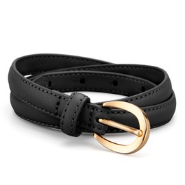 YooAi Leather Belts for Women Skinny Thin Waist Belts for Jeans Pants Dresses Black M
