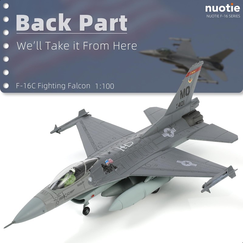 NUOTIE 1/100 F-16C Fighting Falcon Fighter Model Metal DieCast Aircraft