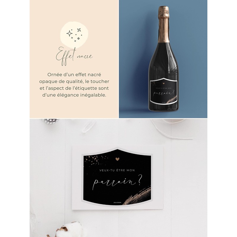 Joli Coon Etiquette Bouteille Veux-tu être mon parrain - Cadeau