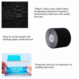 Therasports 3 Inch Black Turf Tape Football Youth, Small Turf Tape, Designed for Little Boys, Son, Daughter, Grandson, Ultra Sticky, Protects from Turf Burn, Flexible and Breathable, 10.9 Yards