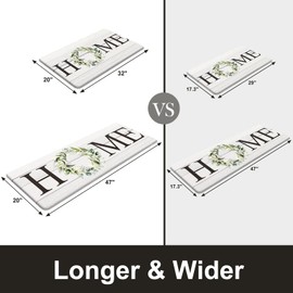 KIMODE Anti Fatigue Kitchen Mats for Floor, Farmhouse Kitchen Rugs Sets of 2, Cushioned Kitchen Floor Mats, Comfort Standing Mats for Sink, Laundry, Office, Desk White 20"x47"+20"x32"