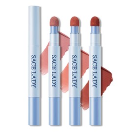 SACE LADY Matte Lipstick Set, Long Lasting Air Cushion Lip & Cheek Cream Non-Stick Cup, Ultra-Smooth Pigmented Non-drying Lip Color for Face Makeup Kit 3Pcs (V01+V02+V06, 3pcs)