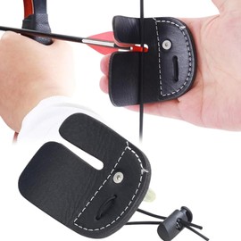 1 pack Archery Finger Tab, Leather Archery Finger Tab, Archery Finger Guard, Archery Finger Tab Double Layer Protection Guard Pad, Archery Tabs, for Curved Bows, Black