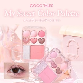 GOGO TALES My Sweet Color Palette 02 Cat Brown/Eye Shadow x Cheek x Highlight Multi Palette Orange Brown Color [With Stickers] Teardrop Bag Matte Pearl Glitter Gloss Glow 3D Feeling Blood Feel Chinese