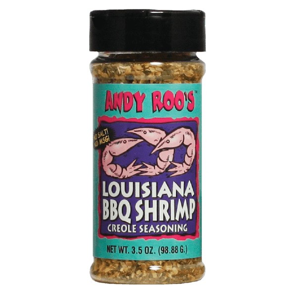 Andy Roo's No Salt No MSG Louisiana BBQ Shrimp Creole Seasoning, 3.5 Ounce Shaker