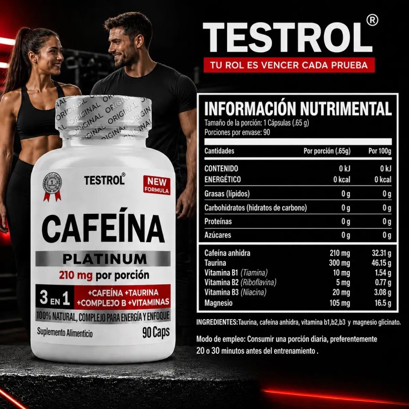 Cafeína 210 Testrol Platinum Cápsulas