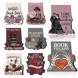 Wxiben Dark Romance Magnetic Bookmark - 8 PCS Gothic Magnetic Bookmarks Skeleton Flower Book Mark Magnets Romantasy Page Marker Clip Gift for for Women Girls Dark Romance Reader Students Teachers