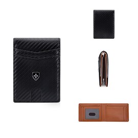 Billetera Hombre,Billetera De Cuero Bolsillo Frontal Cartilla De Hombre, Billetera + Bolsillo De Moneda,Negocios, Moderno,Cartera (Negro)