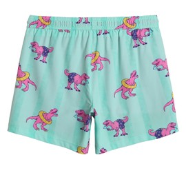 maamgic Mens 5.5 Inch Swim Trunks with Compression Liner Board Shorts Quick Dry Beach Swimwear with Zipper Pockets Mint Green Dinosaur Large