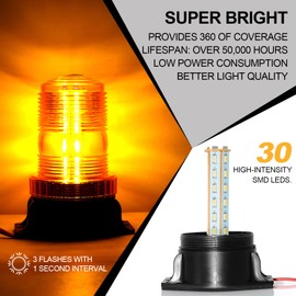 eTzone 30 LED Amber Forklift Strobe Light 30W Vehicle Roof Safety Beacon Light for 10-110V Mower, ATV, Trucks, Tractor, Golf Carts, UTV, Cars, Bus - 6 Pack
