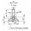 Design61 4 x Adjusting Feet Diameter 30 mm M8 x