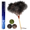 NEWONG 16inch Natural Good Ostrich Feather Duster with Bamboo Handle,