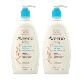 Aveeno Baby Loción corporal hidratante diaria para pieles sensibles, loción hidratante hipoalergénica para bebés con avena nutritiva para hidratar profundamente la piel del bebé, sin fragancia, 18