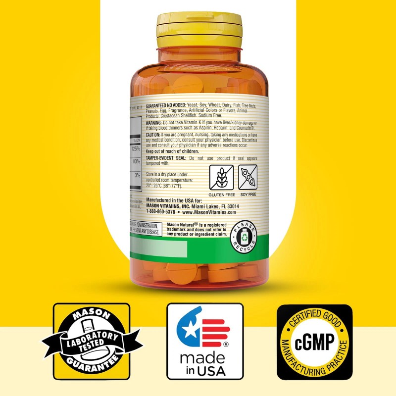 Mason Natural Vitamin K2 D3 Bone Support 100 Count Pack