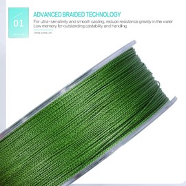 Goture Freshwater Saltwater Braided Fishing Line, Braided Line,Braid Line 10LB, 547Yds, 0.10M, Low-Vis Green