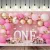 XUNJIN NO.1 First Birthday Backdrop Wonderland Flowers Butterfly Balloons Backdrop