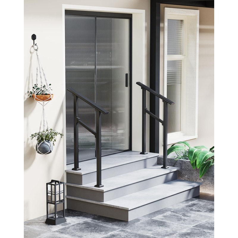 DEXSO Hand Rails for Outdoor Steps, 2 Step Handrail &