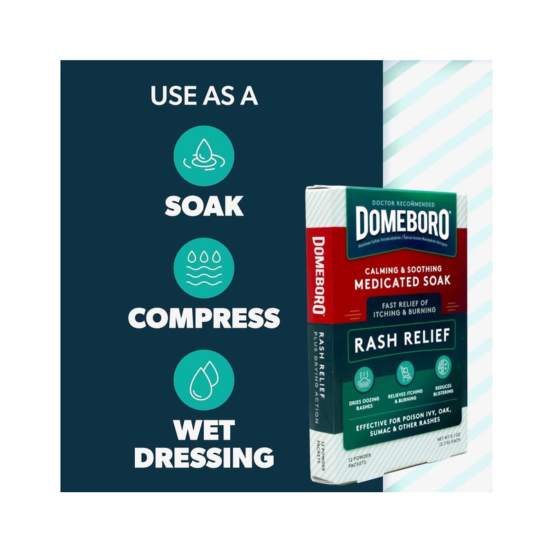 Domeboro Soothing Soak Rash Relief Poweder Packets, 12 Each (Pack