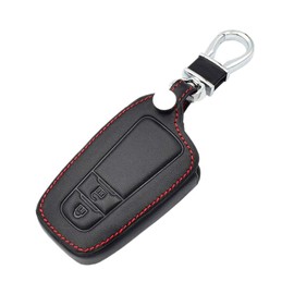 Otai Leather Car Smart Key Protector Case Cover Key Bag Key Ring for Toyota Camry Corolla Crown RAV4, black