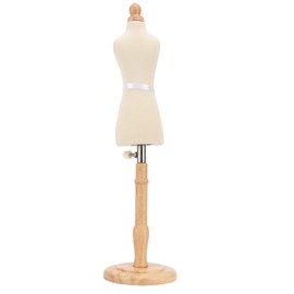 Mannequin Torso with Stand,19”-22” Small Female Mannequin Torso Beech Wood Professional, Wood Color Adjustable Female Dress Model for Display and Drape Patterns