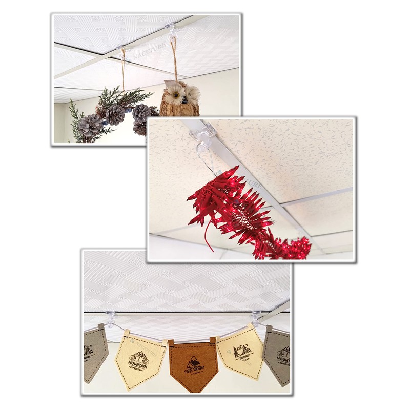 NACETURE 25 Pack Clear Drop Ceiling Hooks Classroom Decorations -