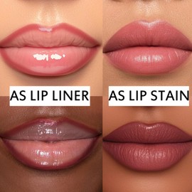 Wugbc 5 Colors Lip Stain Peel Off Lip Liner Set, Long Lasting Tattoo Matte Lip Tint, Transfer Proof Lipstain Marker Easy to Use Non-Stick Cup Nude Pink Brown Lip Liner Stain Makeup for Women