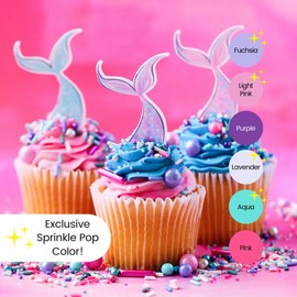 Mermaid Glam Sprinkle Mix| Made In USA By Sprinkle Pop| Pink Aqua Fuchsia Lavender Purple Sprinkles with Metallic Dragees| Decorating Sprinkles For Girl Birthday Cupcakes Donuts Cakes Cookies, 2oz