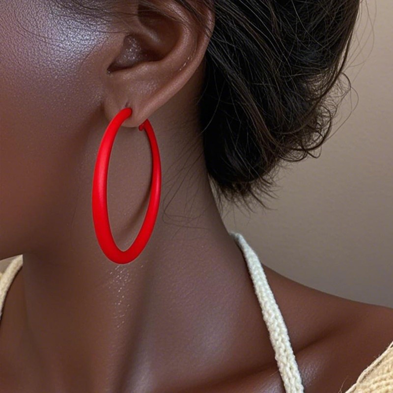 Red Hoop Earrings for Women 80s Hoop Earrings Neon Hoops