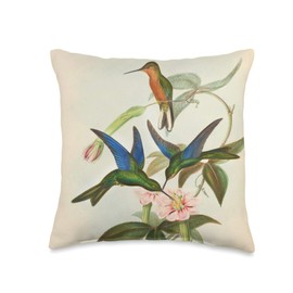 Flying Hummingbirds Gift Flowers and Hummingbird Feeder Throw Pillow