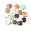 LE SKY Natural Stone Pendant Connectors Faceted Round Mixed Stone