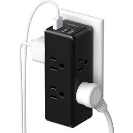 NVEESHOX Regleta Enchufe Multiple, Multicontacto USB con 6 Salidas CA y 3 USB, Alimentación Conector Multiple Outlet Extender Regleta de Enchufe Extension Electrica para el Hogar, Oficina