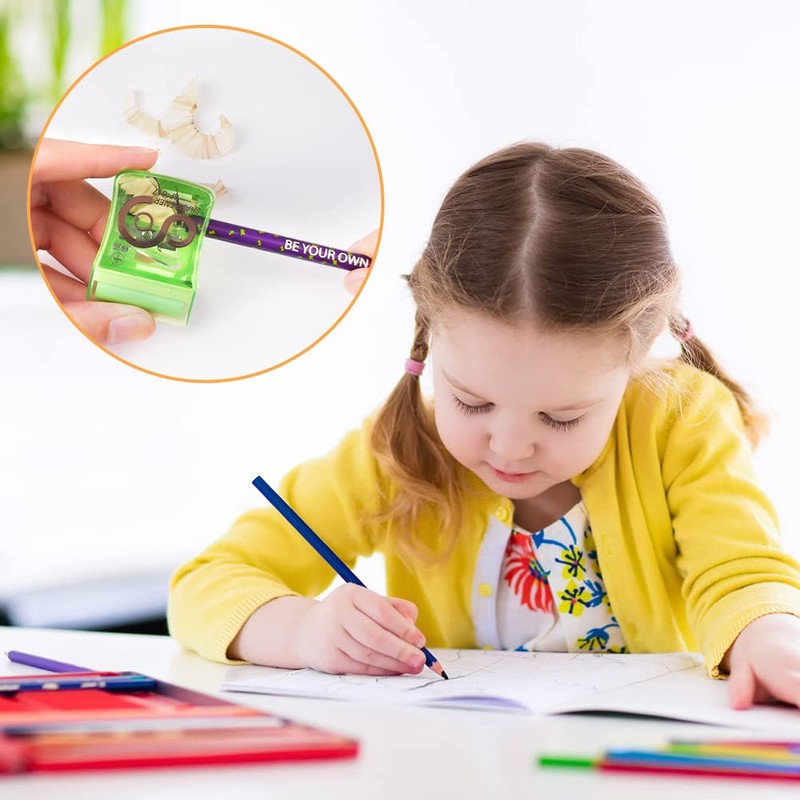 OFFCUP Pencil Sharpeners, 4pcs Double-Hole Pencil Sharpener with Container, Manual