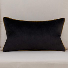 Avigers 12 x 20 Inch Black Gold Leather Striped Lines Velvet Cushion Case Luxury Modern Throw Pillow Cover Decorative Pillow for Couch Living Room Bedroom Car