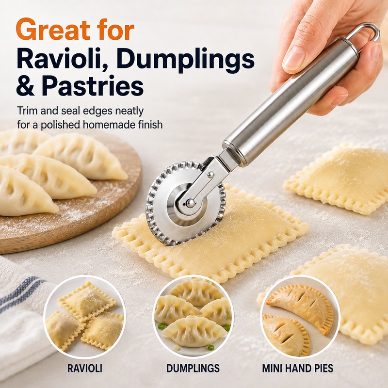 Pastry Rolling Cutter for Pies & Dumplings – Double-Sided Edge