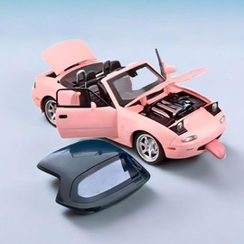 MODVKVK Mazda MX-5 Miata 1:32 Model Car, Toy Car with Light & Music, Removable Hood, Pull Back Function, Alloy Die-Cast, Ideal for Children from 3 Years & Collector's Model Car (Pink)
