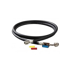 CPS HP5BKEZ 5' Black Premium Charging Hose with Ball Valve | 1/4" SAE, 45° Bend | Durable, Nylon Barrier, Meets SAE J2196 | HVAC/R Use