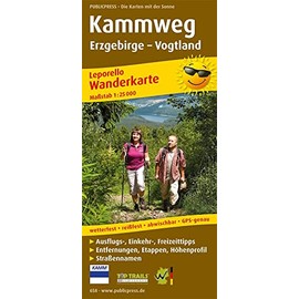 Kammweg Erzgebirge – Vogtland: Leporello Wanderkarte mit Ausflugszielen, Einkehr- & Freizeittipps, Straßennamen, wetterfest, reißfest, abwischbar, GPS-genau. 1:25000 (Leporello Wanderkarte: LEP-WK)