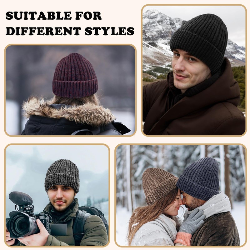 Beurlike Winter Beanie Hats for Men Women Warm Thick Soft