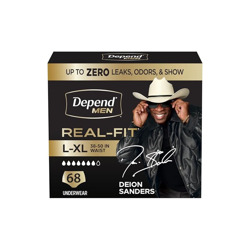 Depend Real Fit Adult Diapers, Incontinence Underwear for Men, Disposable,