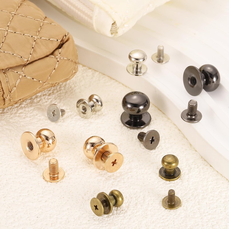 sourcing map 16Pcs Ball Head Stud Screw Back 5mm Round