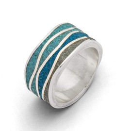 DUR Jewellery: Ring Sea Blue with Blue and Grey Stone Sand R5106, Silver, No Gemstone
