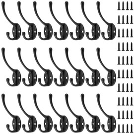 SEUNMUK 20 PCS Coat Hook, Coat Hooks Wall Mounted Vintage Coat Hooks for Wall, Heavy Duty Coat Hooks for Hanging Coat, Key, Hat, Bag, Cup
