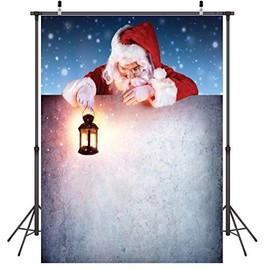 LYWYGG 6x9FT Christmas Snow Night Backdrop Santa Claus Backdrop Oil Lamp Background Christmas Backdrop Photo Backdrop CP-197-0609