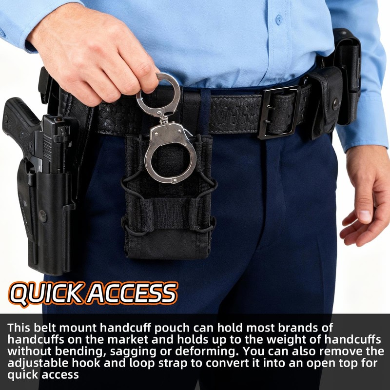 Molle Handcuff Holster, Handcuff Pouch for Duty Belt Vest, Handcuffs