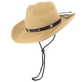 JowTreex Kids Straw Sun Hat Western Cowboy Hat Summer Outdoor Beach Hat Fishing Hat for Toddler Girls Boys (as8, Age, 2_Years, 6_Years, Standard, Khaki)